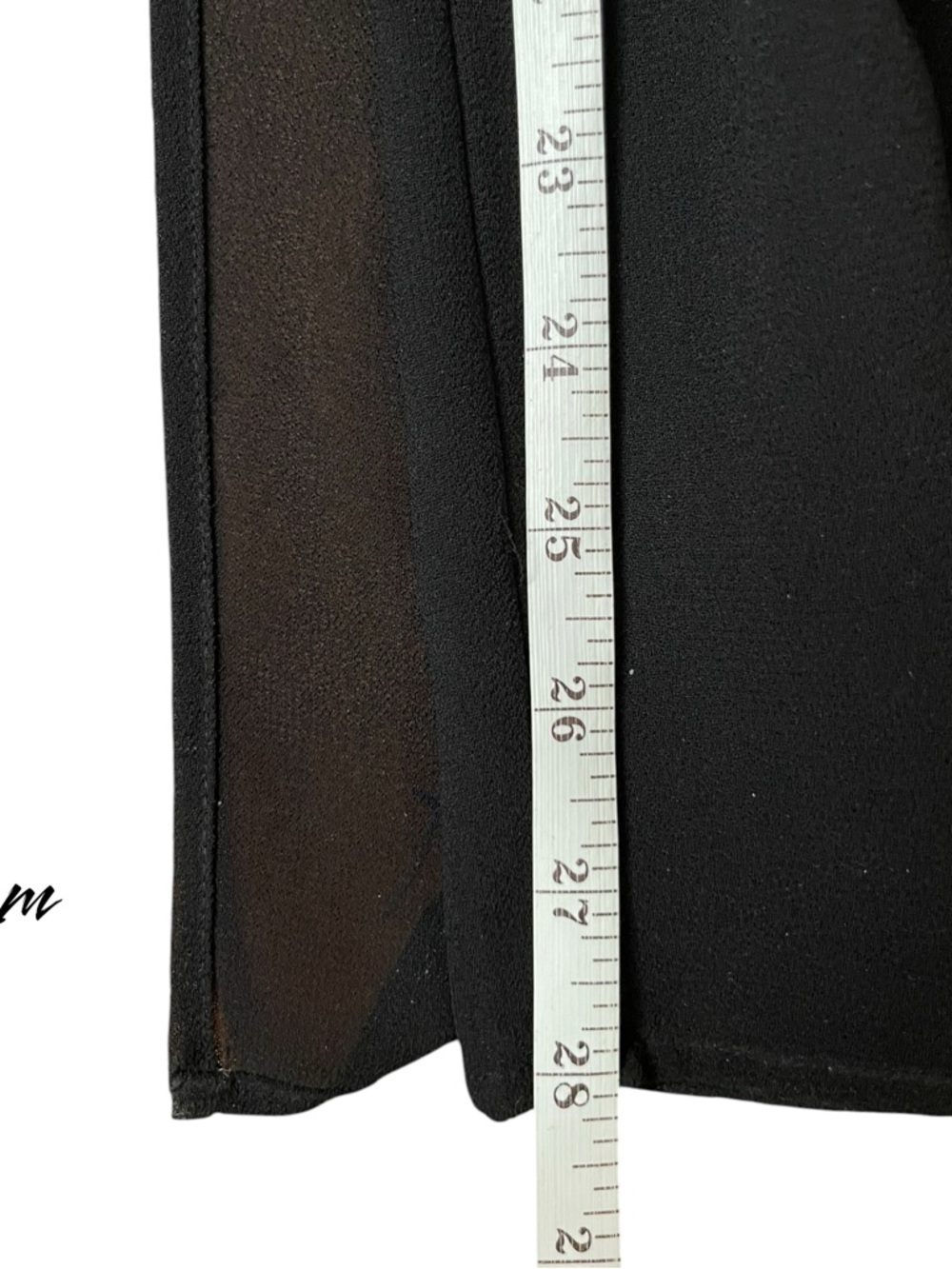 Black Sheer Overlay Wide Leg Pants Chiffon Palazzo Elastic Waist by Ouida - Picture 7 of 9